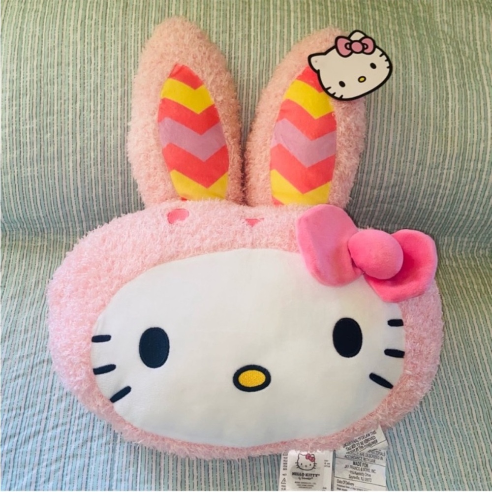 HELLO KITTY Pink Bunny Face Pillow